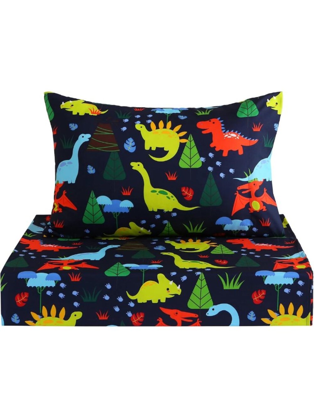 Dinosaur Bedding Set for Kids - 4 Piece Soft Microfiber Full Sheets, Deep Pocket